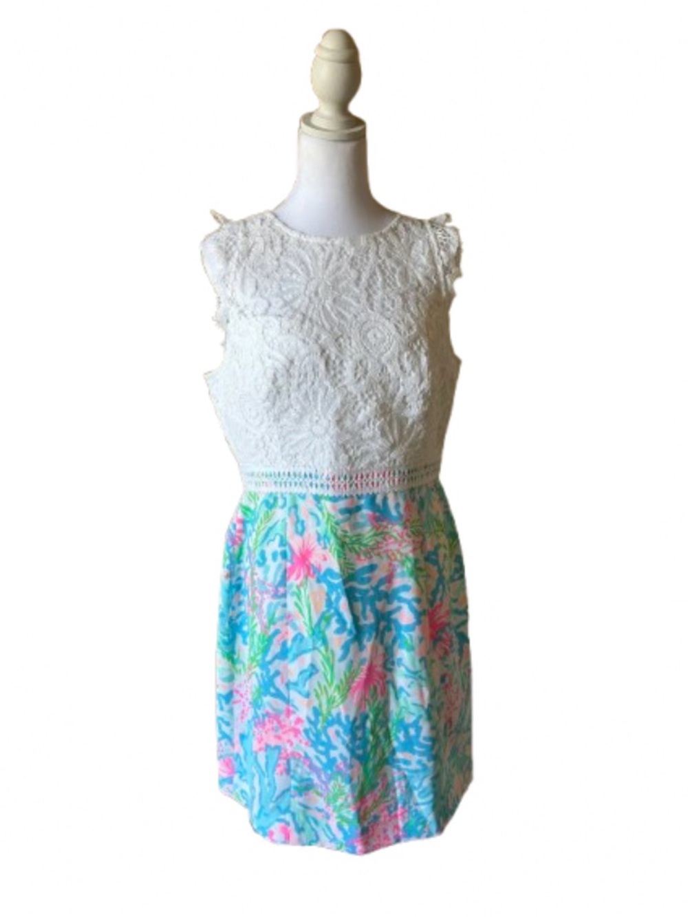 NWT Lilly Pulitzer Sharice Stretch Shift Dress Coral Bay Lace Size 10 - Picture 4 of 4